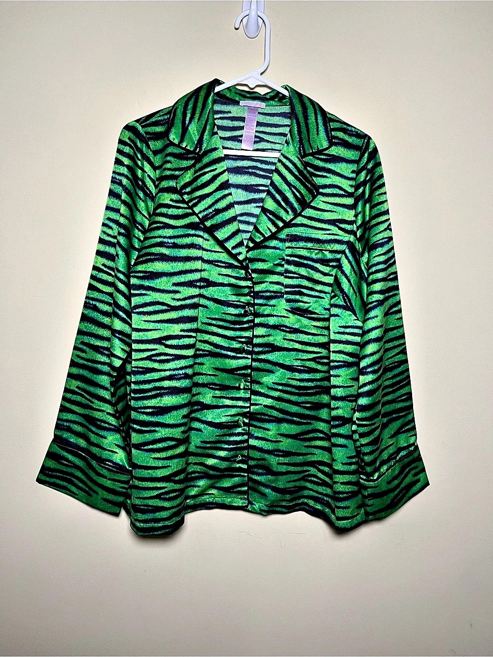 Savage X Fenty Tiger Stripe Pajama Top Green Black Women’s Size 1X